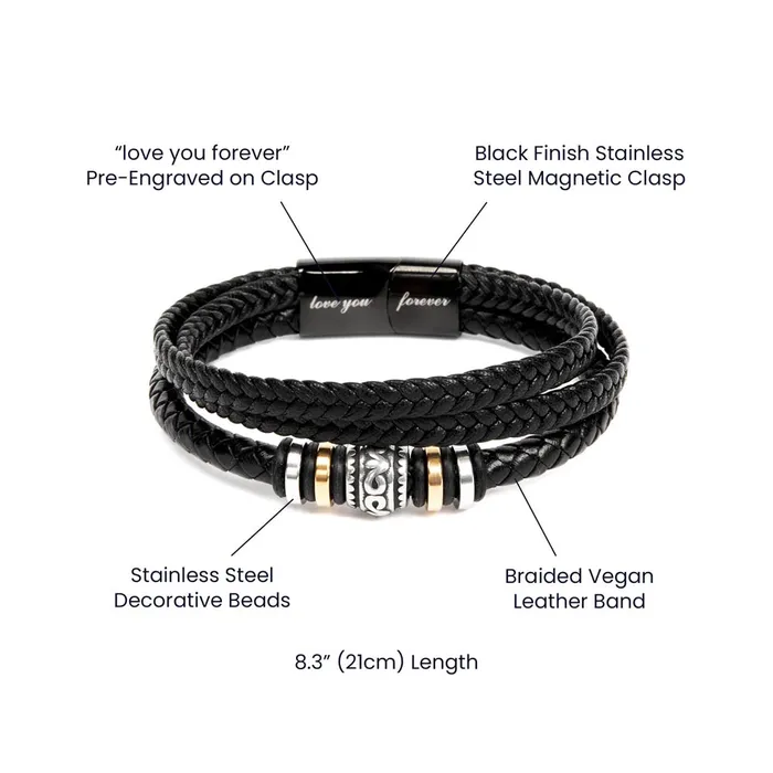 Bracelets ShineOn Fulfillment Gift For Bonus Son From Bonus Dad Never Forget Your Way Home Mens Braided Leather Bracelet Great As A Christmas Gift or A Birthday Present For Him
