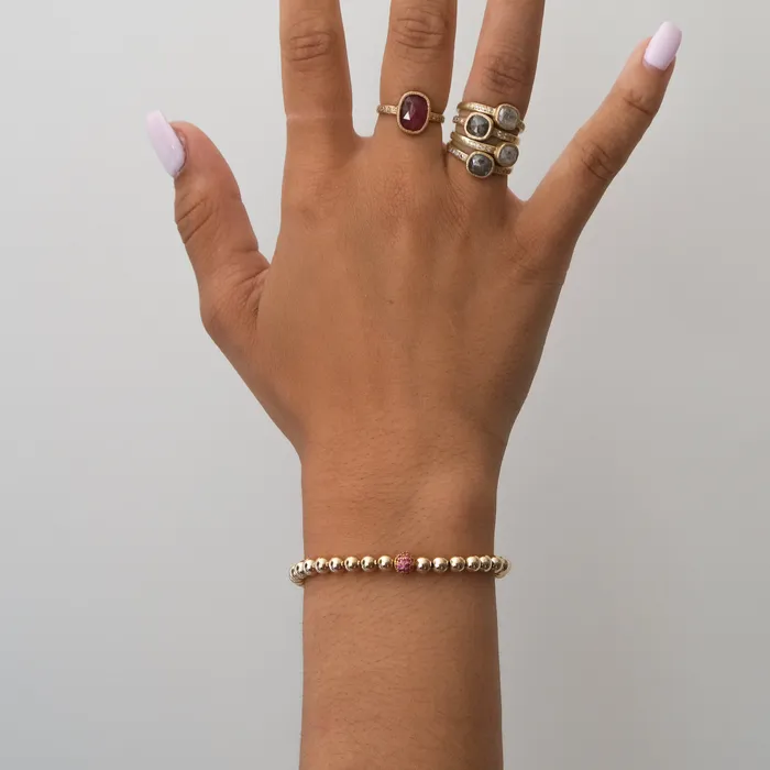 Bracelets Vivien Frank Designs Ruby Ball Bracelet in 14k