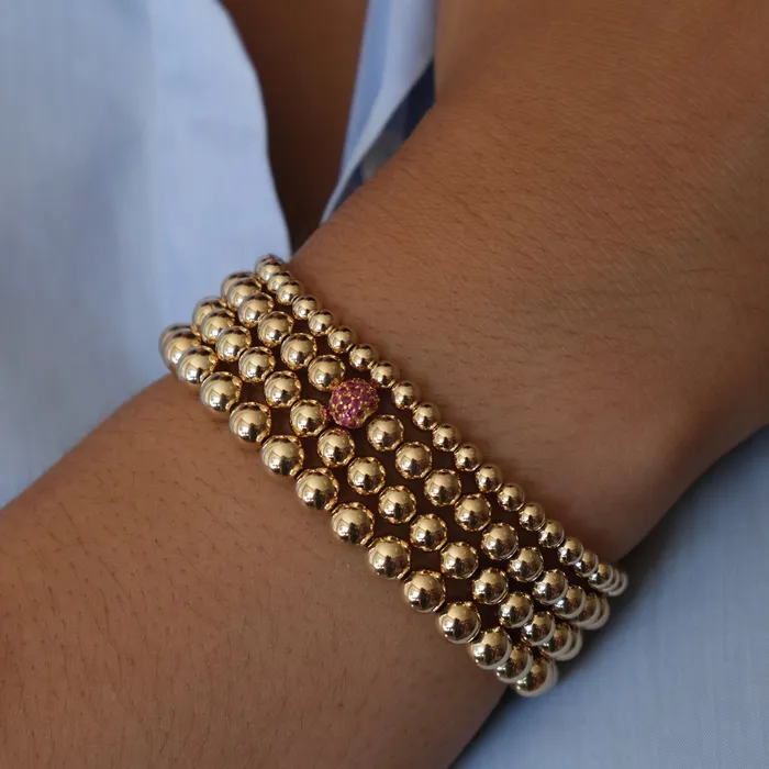 Bracelets Vivien Frank Designs Ruby Ball Bracelet in 14k