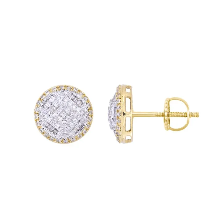 Earrings AV LADIES EARRINGS 050CT ROUNDBAGUETTE DIAMOND 10K YELLOW GOLD