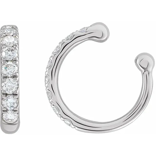 Earrings Cool Kid Natural Diamond Ear Cuff Earring Solid 14K White Rose Yellow Gold 302 Fine Jewelry