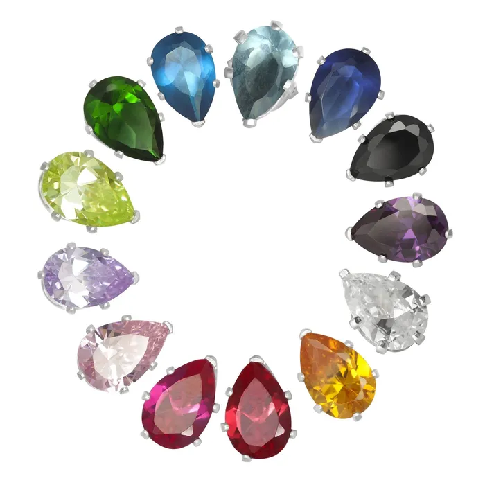 Earrings Teeda EZ2440 Pear CZ Stud Earrings 8x5mm