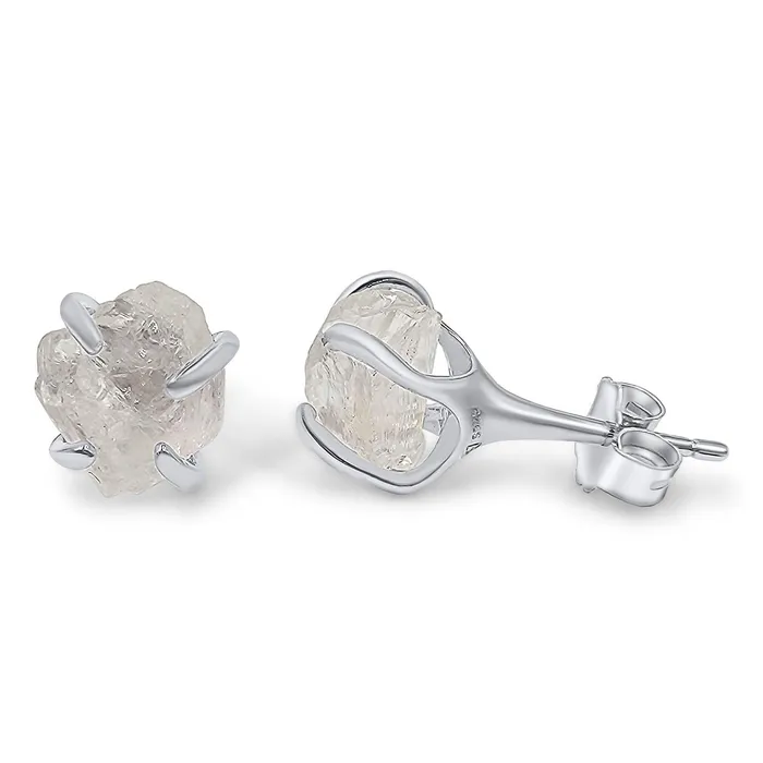 Earrings Uniquelan Jewelry Raw Clear Quartz Stud Earrings