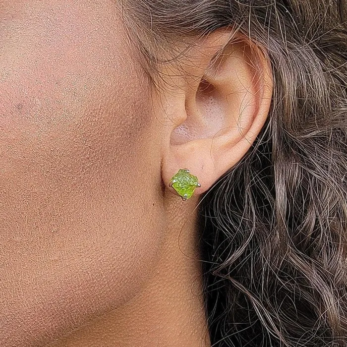 Earrings Uniquelan Jewelry Real Raw Peridot Stud Earrings