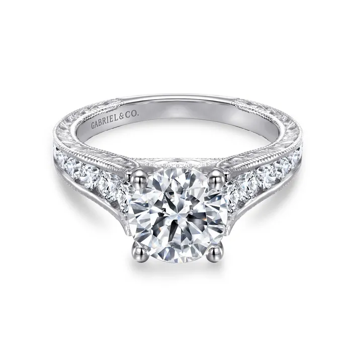 GABRIEL CO Rings Gabriel 14K White Gold 75ctw 4 Prong Style Diamond SemiMount Engagement Ring