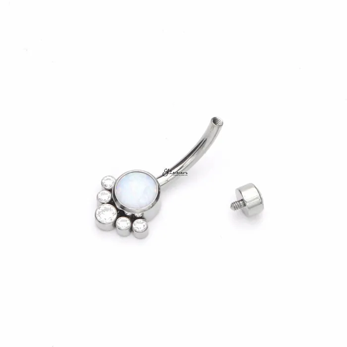 Glitters Rings Titanium Internally Threaded Opal Belly Button Ring