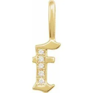Gothic Initial AZ Natural Diamond Charm Pendant 14K Yellow or White Gold 302 Fine Jewelry Necklaces
