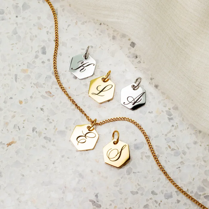 Grayling Necklaces Extra Charm for Amore Engraved Initial Letter Necklace Silver or Gold