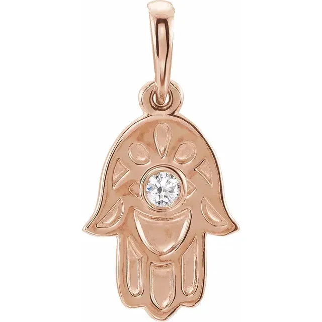 Hamsa Natural Diamond 1618 Necklace or Pendant Charm 14K Yellow White Rose Gold or Silver 302 Fine Jewelry Necklaces