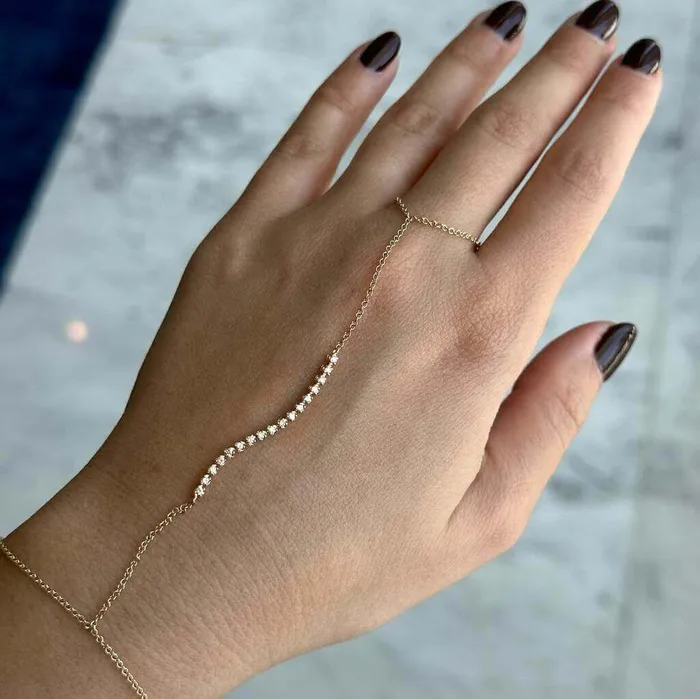 Izakov Diamonds Fine Jewelry PreStyled Sets 14K Gold Diamond Tennis Hand Chain