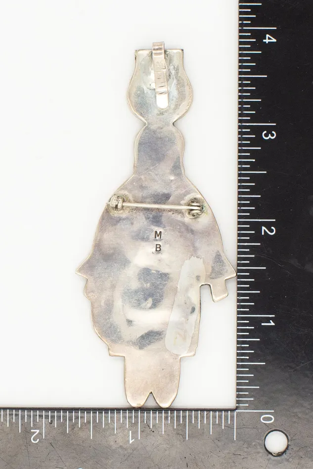 Madeline Beyuka Zuni Handmade Olla Maiden Sterling Silver Inlay Pin Crown Jewels Coin Rings
