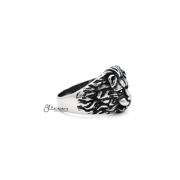 Mens Antiqued Stainless Steel Gothic Lion Heart Casting Rings Glitters Bracelets