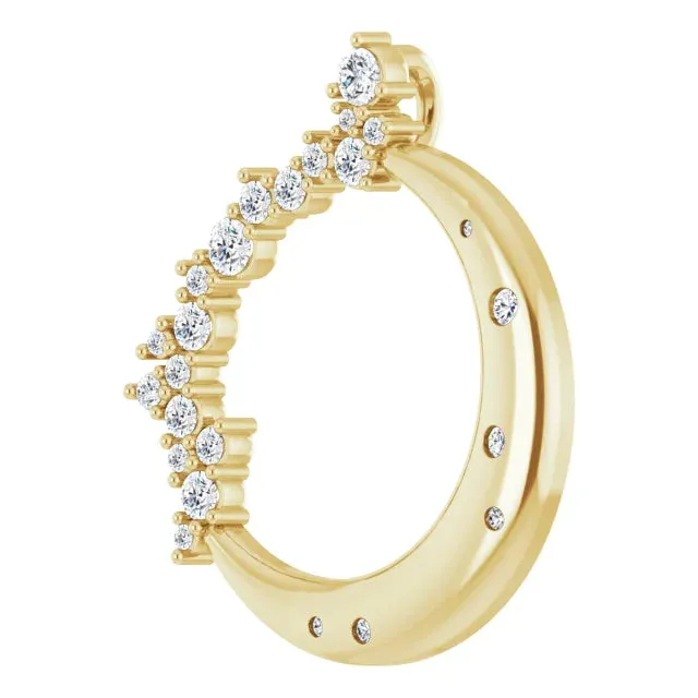 Necklaces 302 Fine Jewelry Crescent Moon Beam Bling Natural Diamond 1618 Necklace 14K Yellow White Rose Gold