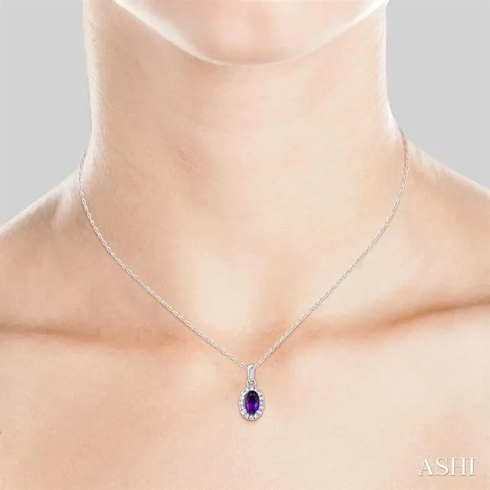 Necklaces ASHI DIAMONDS 10K White Gold 07ctw Halo Style Amethyst Necklace