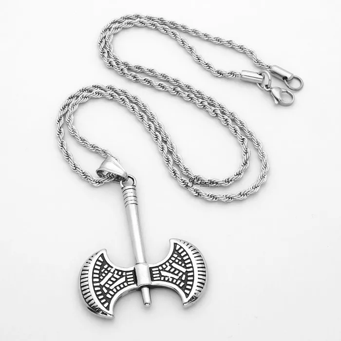 Necklaces Glitters Stainless Steel Double Sided Axe Pendant