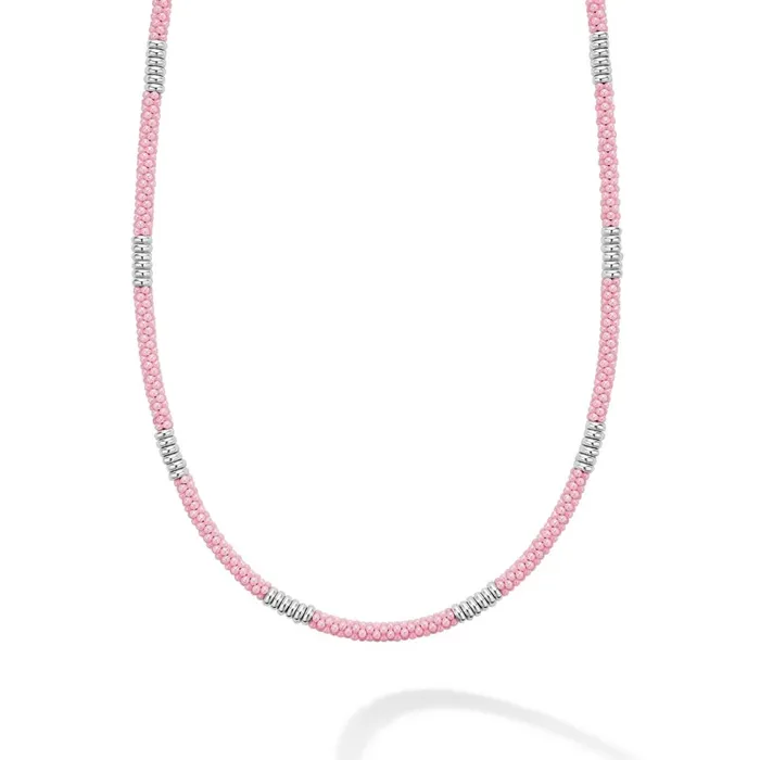 Necklaces Pink Caviar Silver Station Ceramic Beaded Necklace 3mm LAGOS