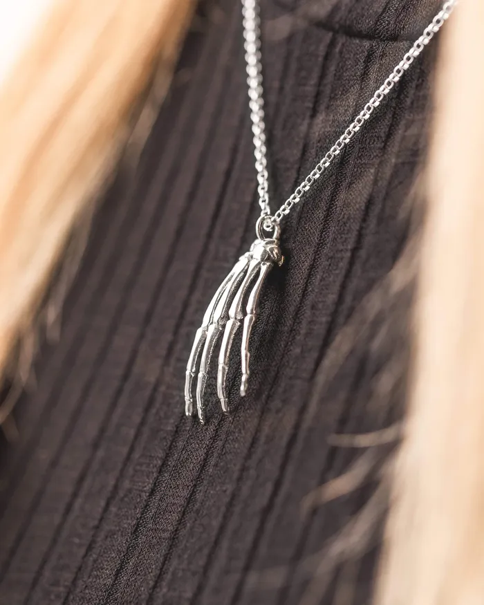 Necklaces sciencejewelry1824 hand anatomy necklace silver