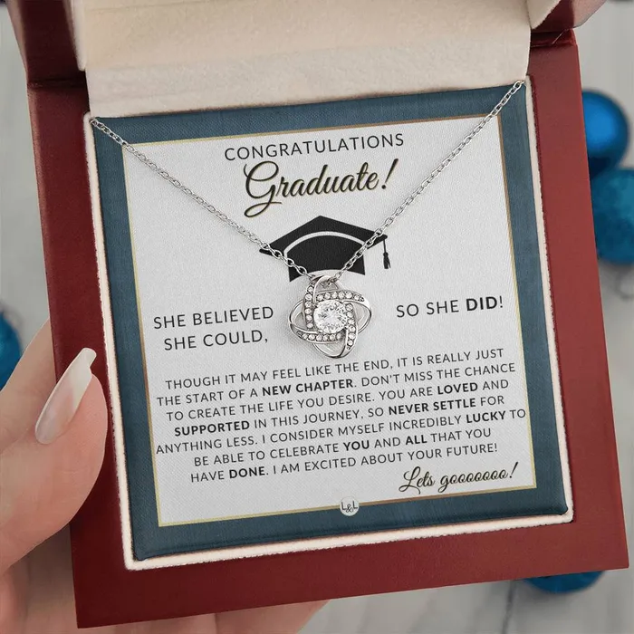 Necklaces ShineOn Fulfillment 2024 Graduation Party Gift For Her Beautiful Necklace Heartfelt Graduation Message 2024 Graduation Gift Idea For Her