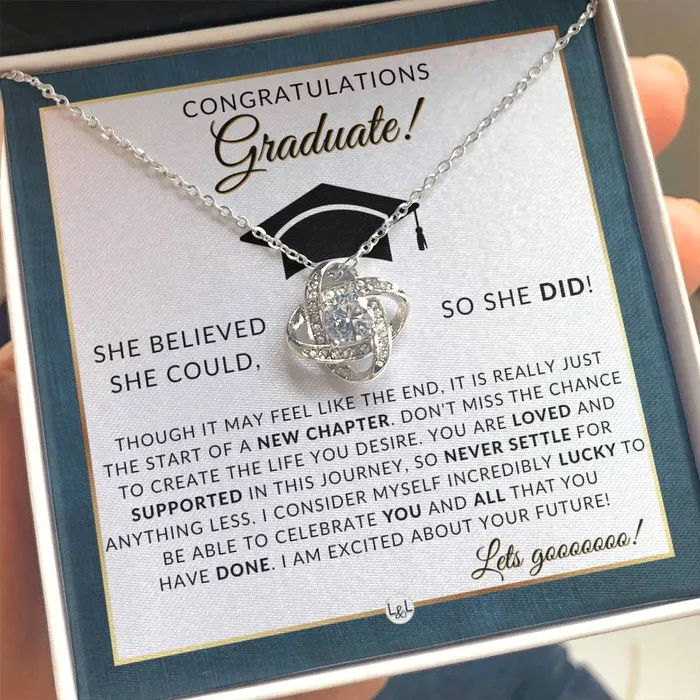 Necklaces ShineOn Fulfillment 2024 Graduation Party Gift For Her Beautiful Necklace Heartfelt Graduation Message 2024 Graduation Gift Idea For Her