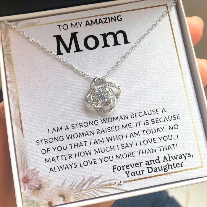 Necklaces ShineOn Fulfillment Gift for Mom A Strong Woman To Mother From Daughter Beautiful Womens Pendant Necklace Great For Mothers Day Christmas or Her Birthday