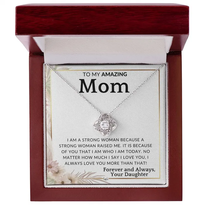 Necklaces ShineOn Fulfillment Gift for Mom A Strong Woman To Mother From Daughter Beautiful Womens Pendant Necklace Great For Mothers Day Christmas or Her Birthday