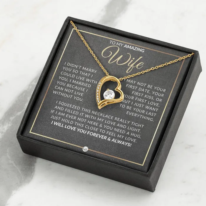 Necklaces ShineOn Fulfillment Gift For Wife After Marriage Beautiful Womens Open Heart Pendant Necklace Heartfelt Message