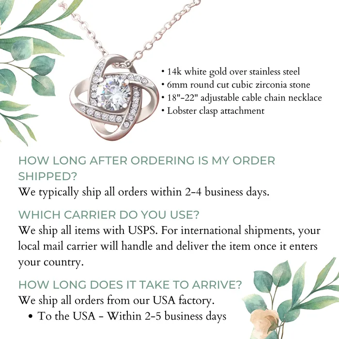 Necklaces ShineOn Fulfillment To Our Future Daughter In Law We Love You Love Knot Pendant Necklace