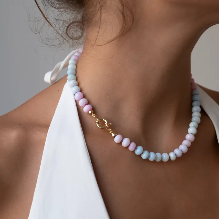 Necklaces Vivien Frank Designs Pastel Opal candy necklace knotted