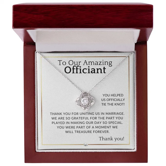Officiant Gift Thank You Necklace For Wedding Officiant Elegant White and Gold Wedding Theme ShineOn Fulfillment Necklaces