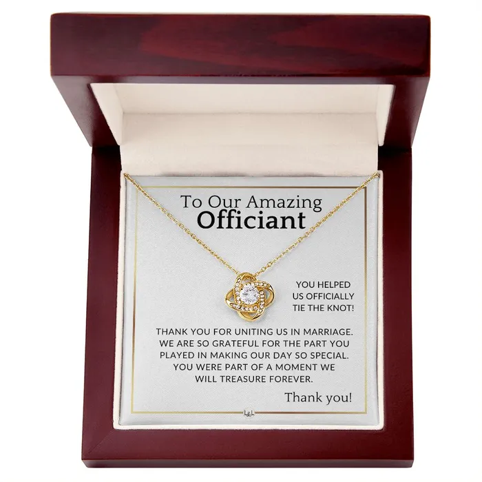 Officiant Gift Thank You Necklace For Wedding Officiant Elegant White and Gold Wedding Theme ShineOn Fulfillment Necklaces
