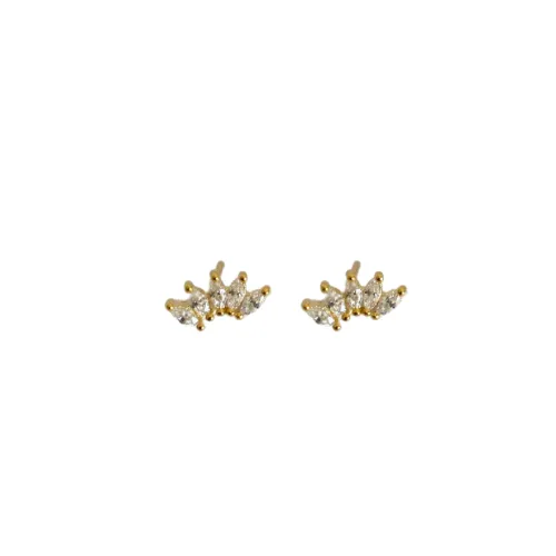 pau jewelry Earrings Leaf pave stud earrings