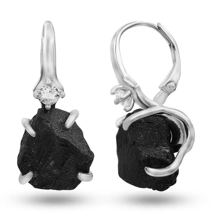 Raw Black Tourmaline Drop Earrings Uniquelan Jewelry Earrings