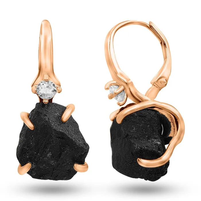 Raw Black Tourmaline Drop Earrings Uniquelan Jewelry Earrings