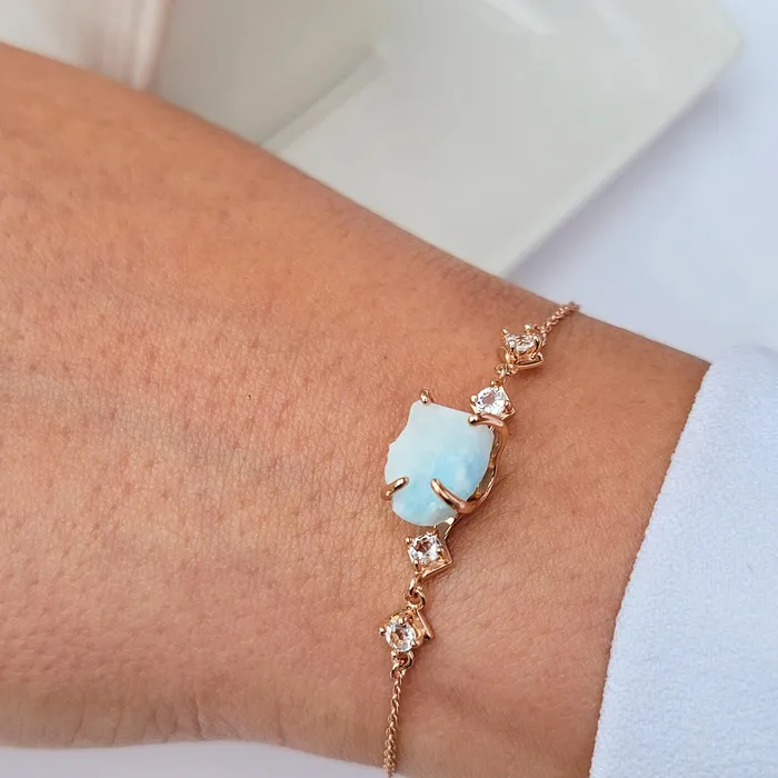 Raw Larimar Chain Bracelet Uniquelan Jewelry Bracelets Raw Larimar Chain Bracelet Uniquelan Jewelry Bracelets