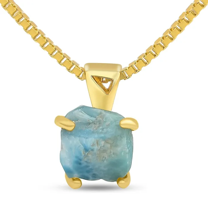 Real Raw Larimar Pendant Necklace Uniquelan Jewelry Necklaces