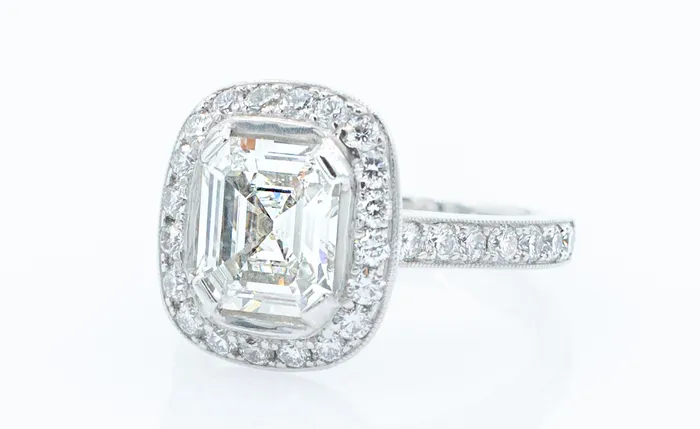 Rings Emerald Cut Ladies Diamond Ring Crown Jewels Coin