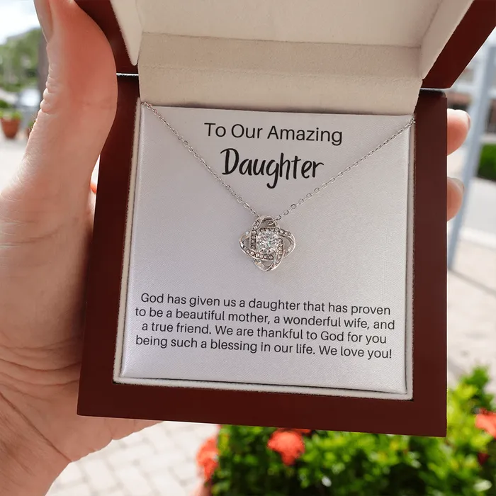 ShineOn Fulfillment Necklaces To Our Amazing Daughter You are a Blessing Adult DaughterMom Gift Love Knot Pendant Necklace The Perfect Gift for Your Daughter