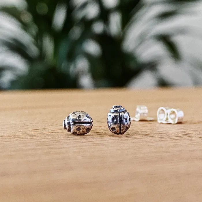 Silver Ladybug Studs Corey Egan Rings