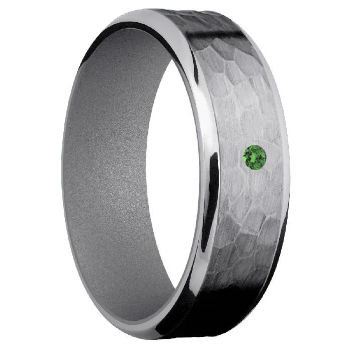 Tantalum Hammer Satin Finish Crushed Silver Lashbrook Rings