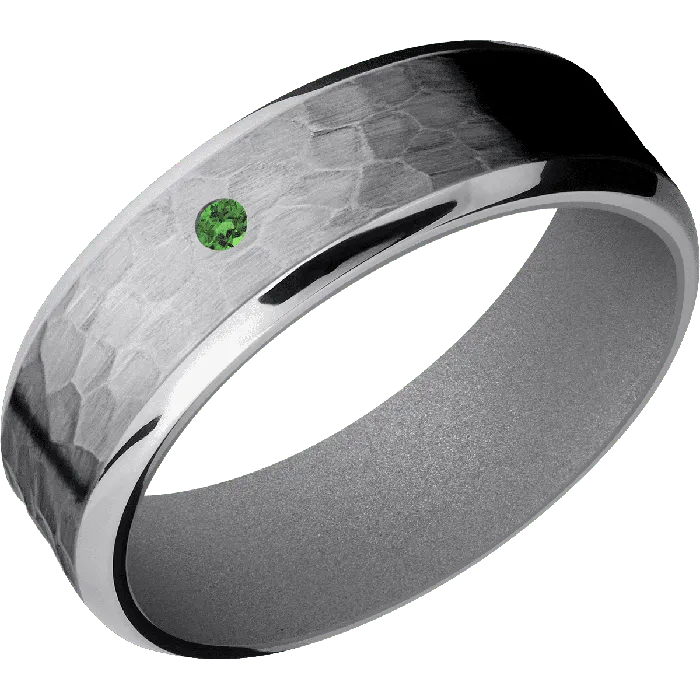 Tantalum Hammer Satin Finish Crushed Silver Lashbrook Rings