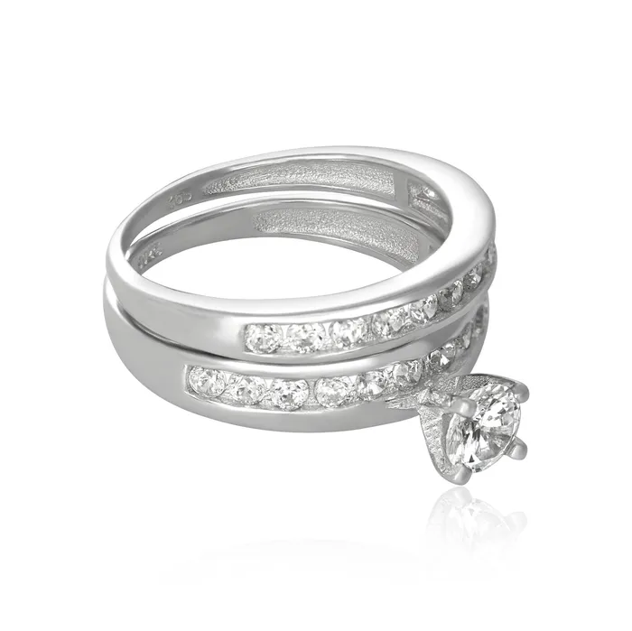 Teeda Rings RSZ3004 Channel Set CZ Wedding Ring Set