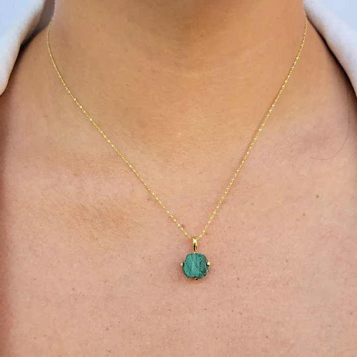 Uniquelan Jewelry Necklaces Real Raw Malachite Stone Necklace