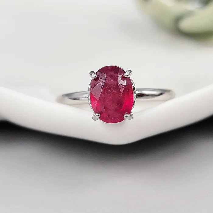 Uniquelan Jewelry Real Ruby Heart Ring Rings