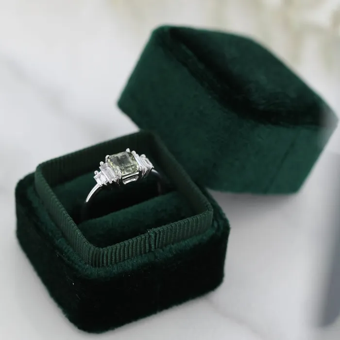 VENVS The Mini Luna Platinum White Size 725 Stone OV51 Green Ring Box Custom Engraving 0 Rings VENVS The Mini Luna Platinum White Size 725 Stone OV51 Green Ring Box Custom Engraving 0 Rings