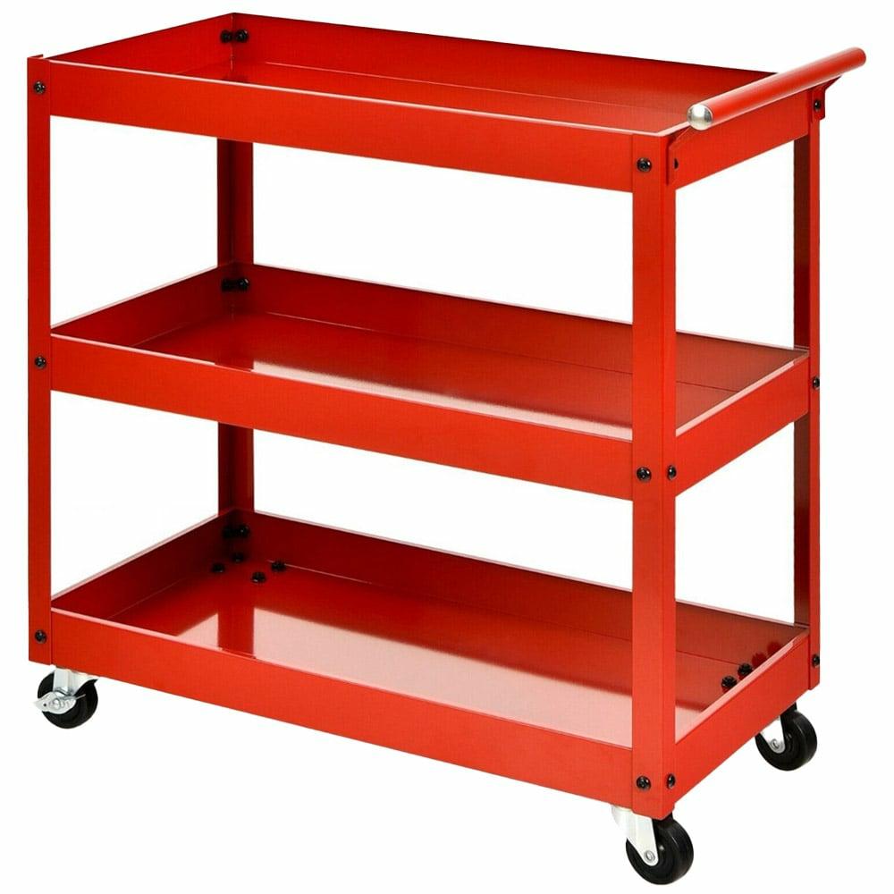 3 Shelf Red Tool Trolley With Lockable Wheels  |  Tool Storage Other Tools & Equipment Tool Storage