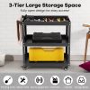 3 Shelf Black Rolling Service Trolley  |  Tool Storage Other Tools & Equipment Tool Storage