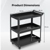 3 Shelf Black Rolling Service Trolley  |  Tool Storage Other Tools & Equipment Tool Storage